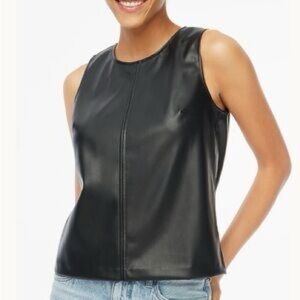 JCrew faux leather black Sleeveless Top size medium